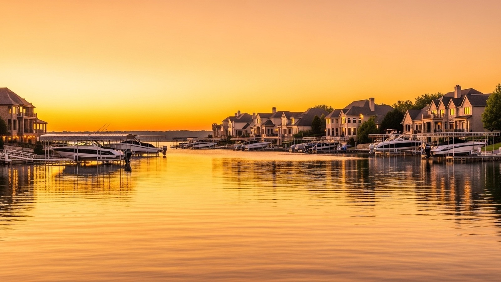 Admirals Bay Geist, Indiana — golden-hour skyline / signature landmark