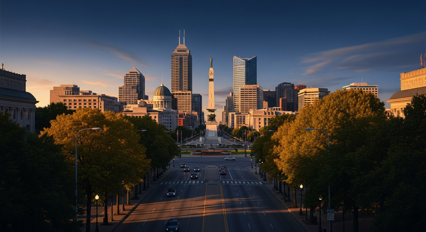 Indianapolis, Indiana — golden-hour neighborhood image