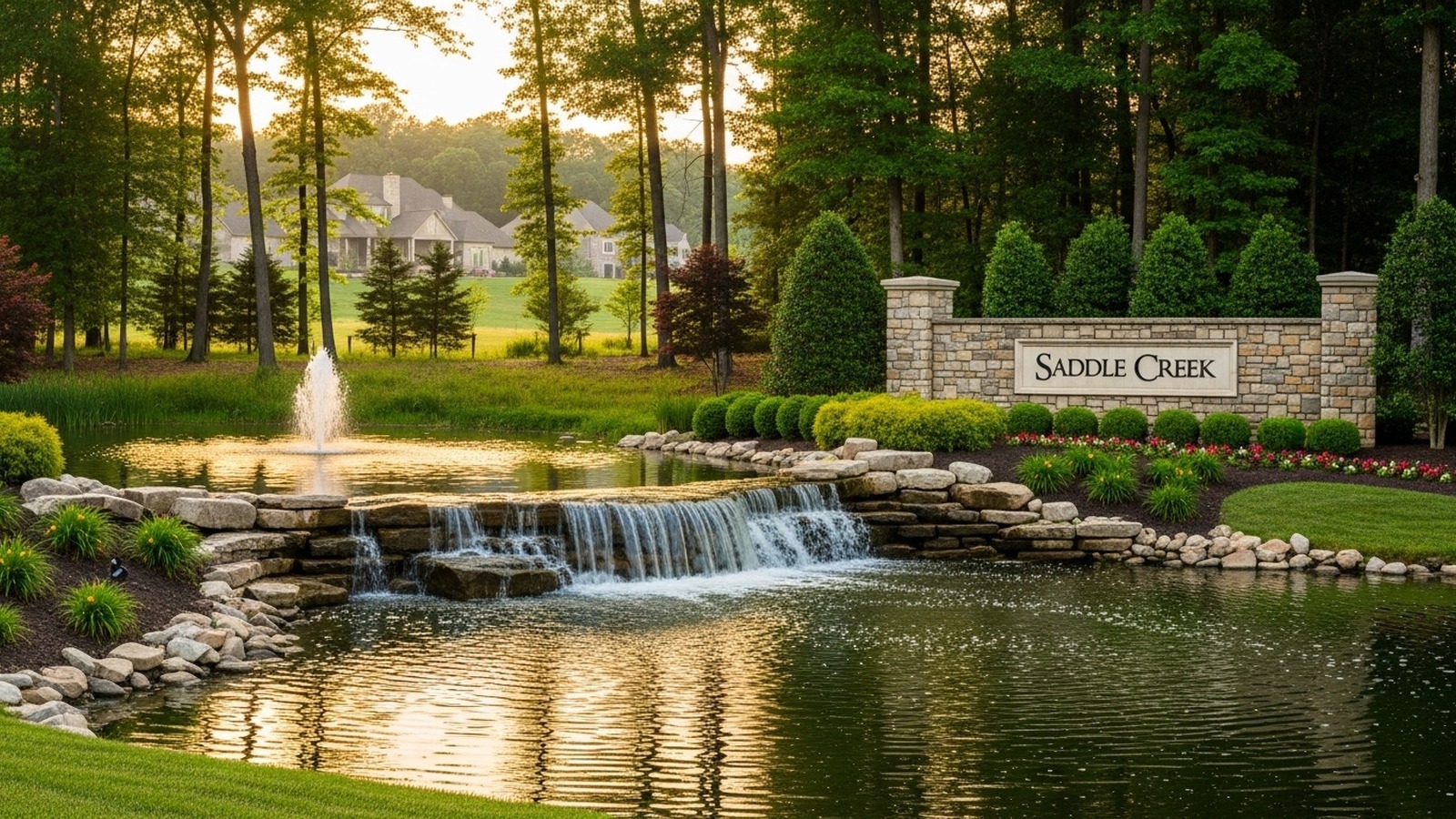 Saddle Creek Carmel, Indiana — golden-hour skyline / signature landmark
