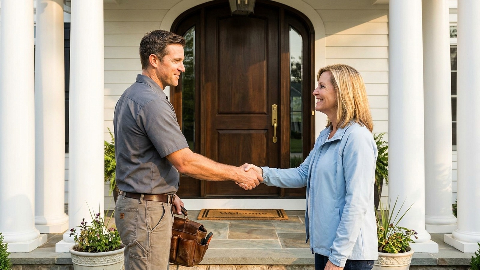Craftsman front-door handshake