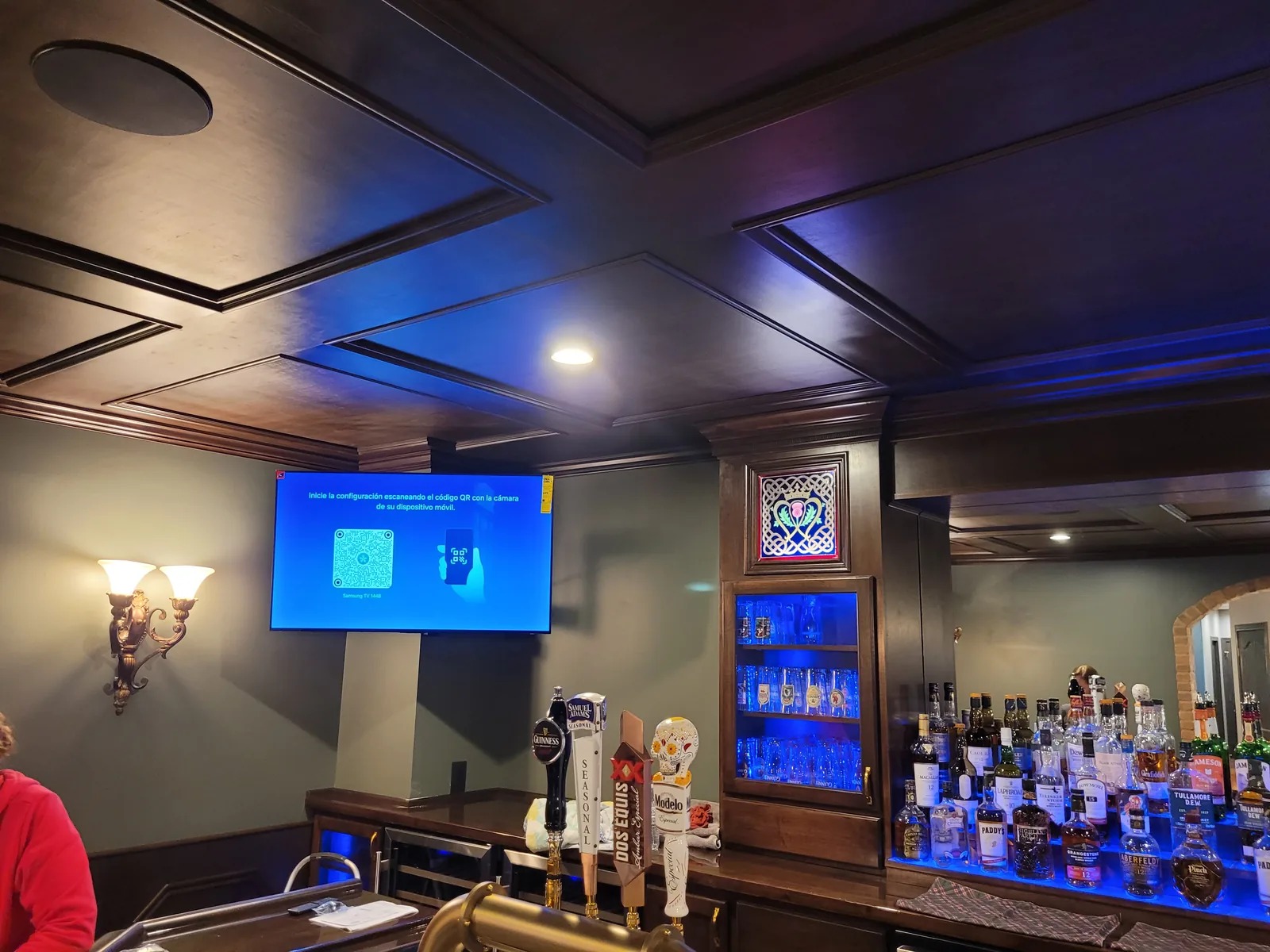 Custom TV mount over private bar — Indianapolis luxury