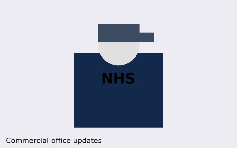 NHS technician in navy polo with logo working in a commercial office space